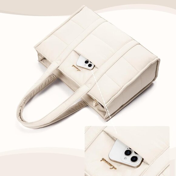 Laptop Bag for Women, Puffer Tote Bag for Work 15.6 Inch Large Computer Briefcas - Picture 6 of 9